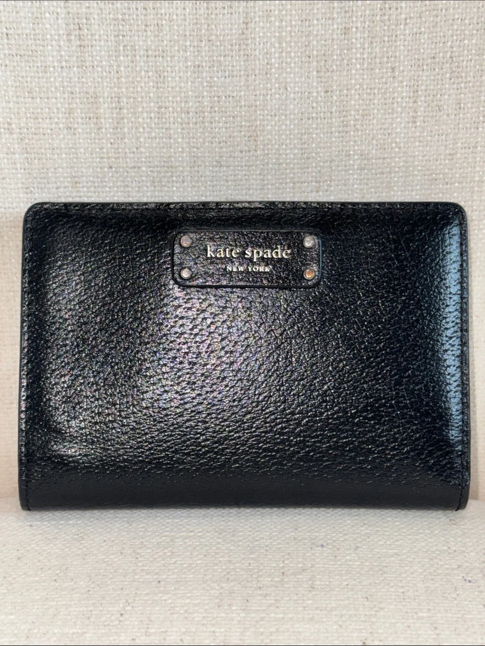 kate spade Black Pebbled Leather Bifold Wallet